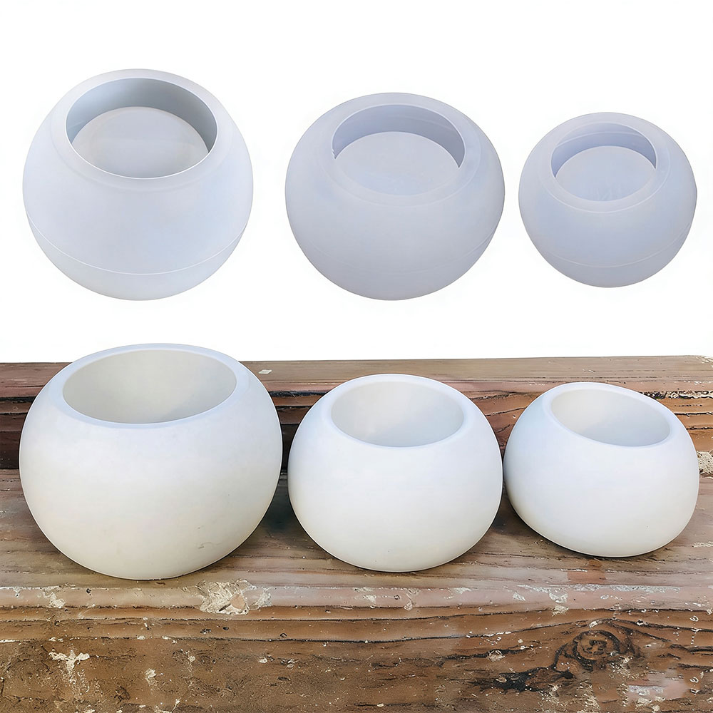 Terrazzo Pot Cement - 3pcs Round Flower Pot Silicone Mold