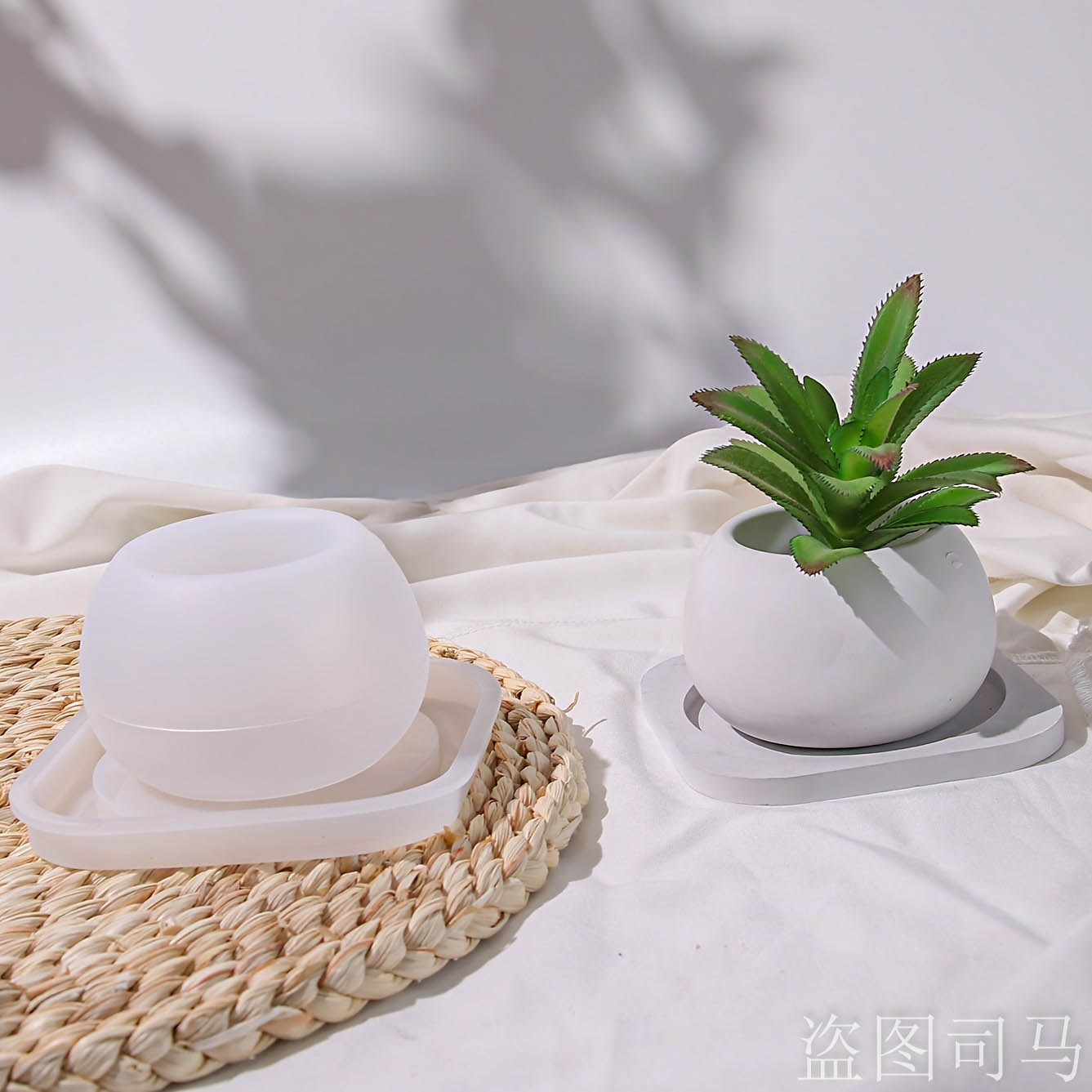 Terrazzo Pot Cement - Concrete Flower Pot Mold with Tray