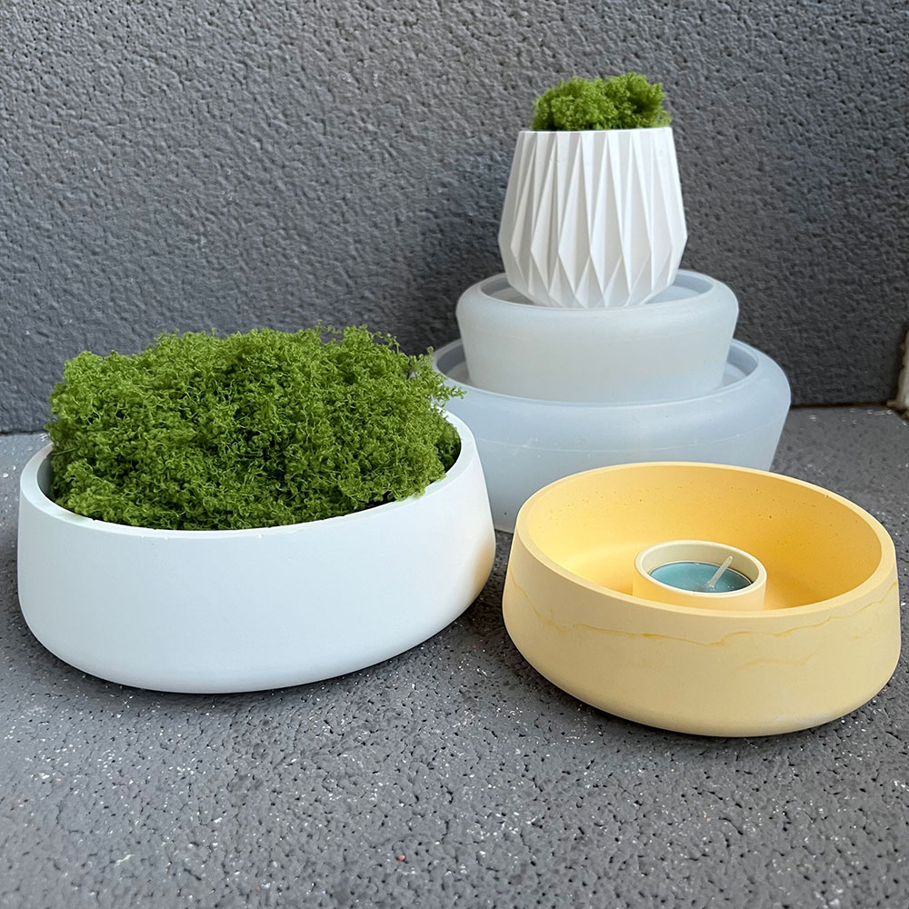 Terrazzo Pot Cement - Concrete Bowl Silicone Mold DIY Flower