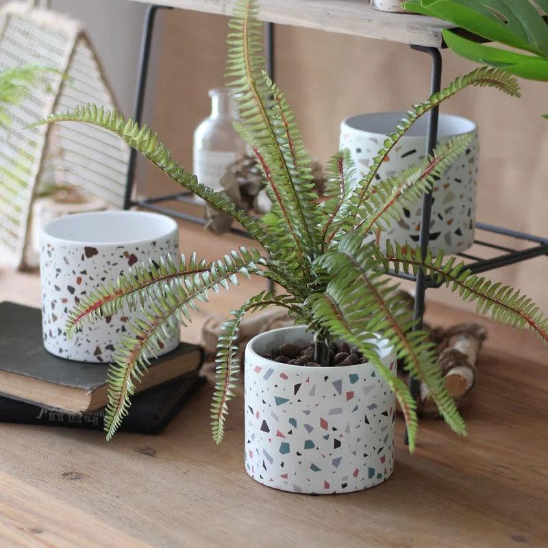 Terrazzo Pot Cement - Concrete Candle Cup Vessel Silicone Molds