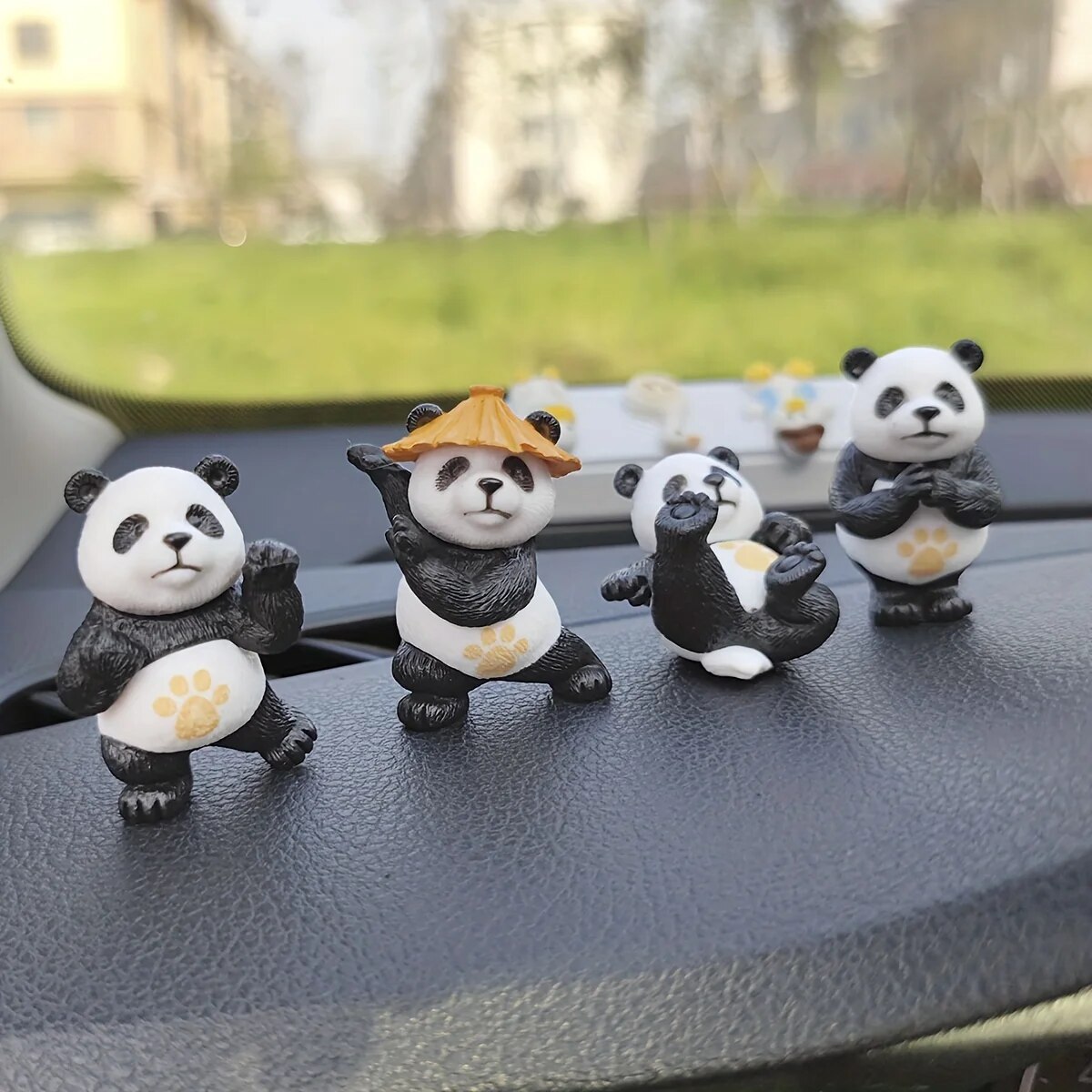 Interior Design Co - 4pcs/set Panda Design Car Ornaments Car