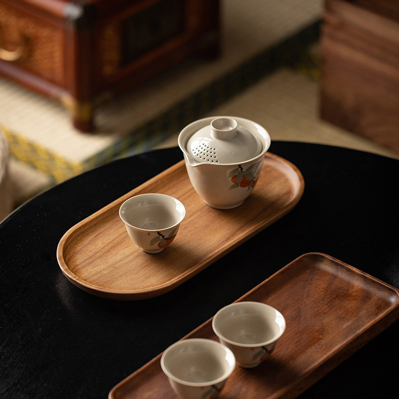 Tableware Solid Wood Food Tray - đánh giá và giá Travertine Tray Oval