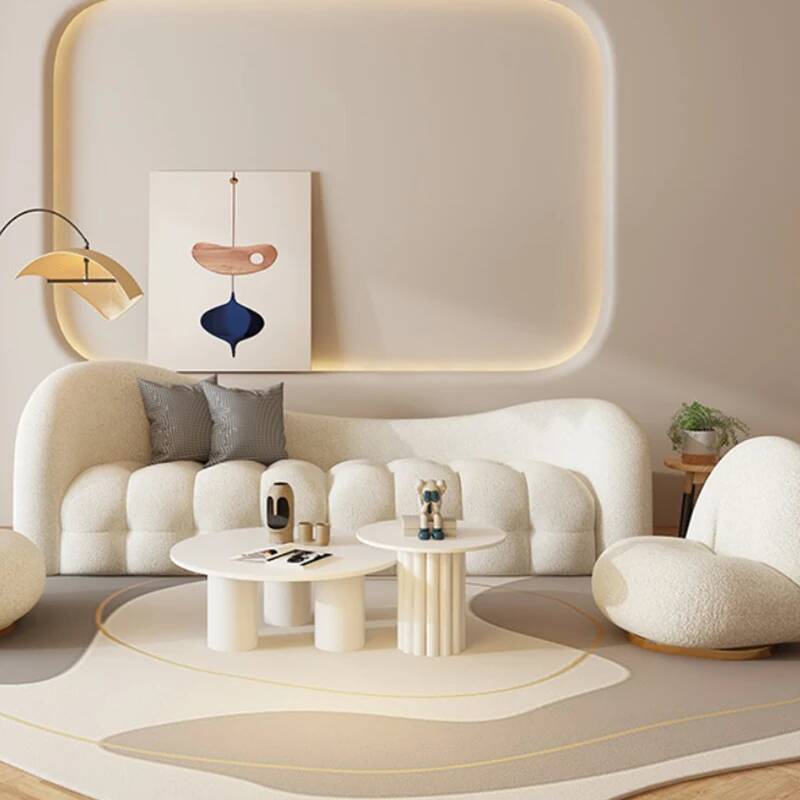 Cream White Living Room Sofas  - đánh giá và giá Interior Design White And Wood